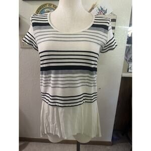 Anthropologie Deletta Medium Ivory Gradient Stripe Hi Low Back Zip Tunic